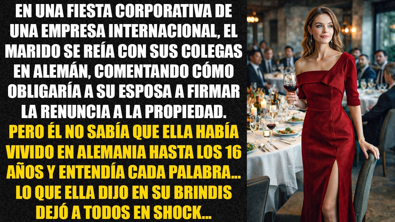 En una fiesta corporativa de una empresa internacional, el marido se reía con sus colegas...