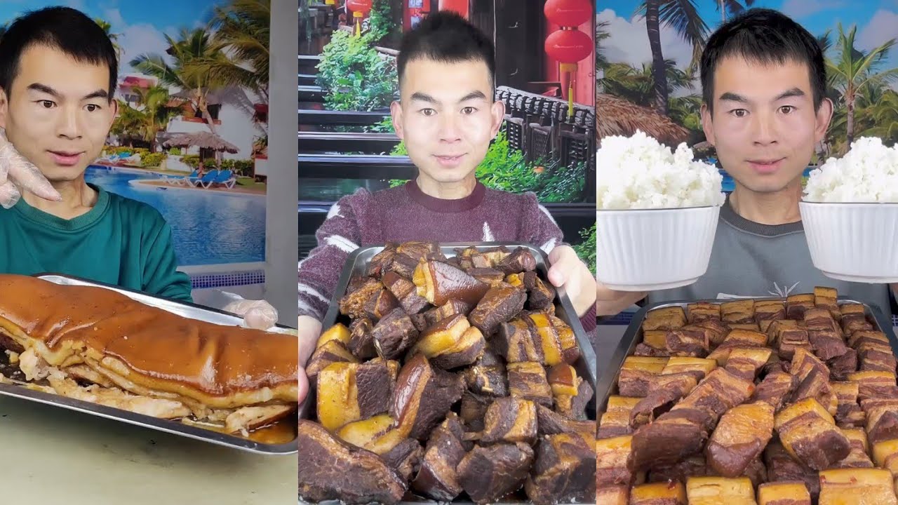 Mukbang Foodie Meat 🍖🥓 Pork Chicken 🍗 Noodles 🍜 with Chinese food #food #delicious #noodles #yummy 