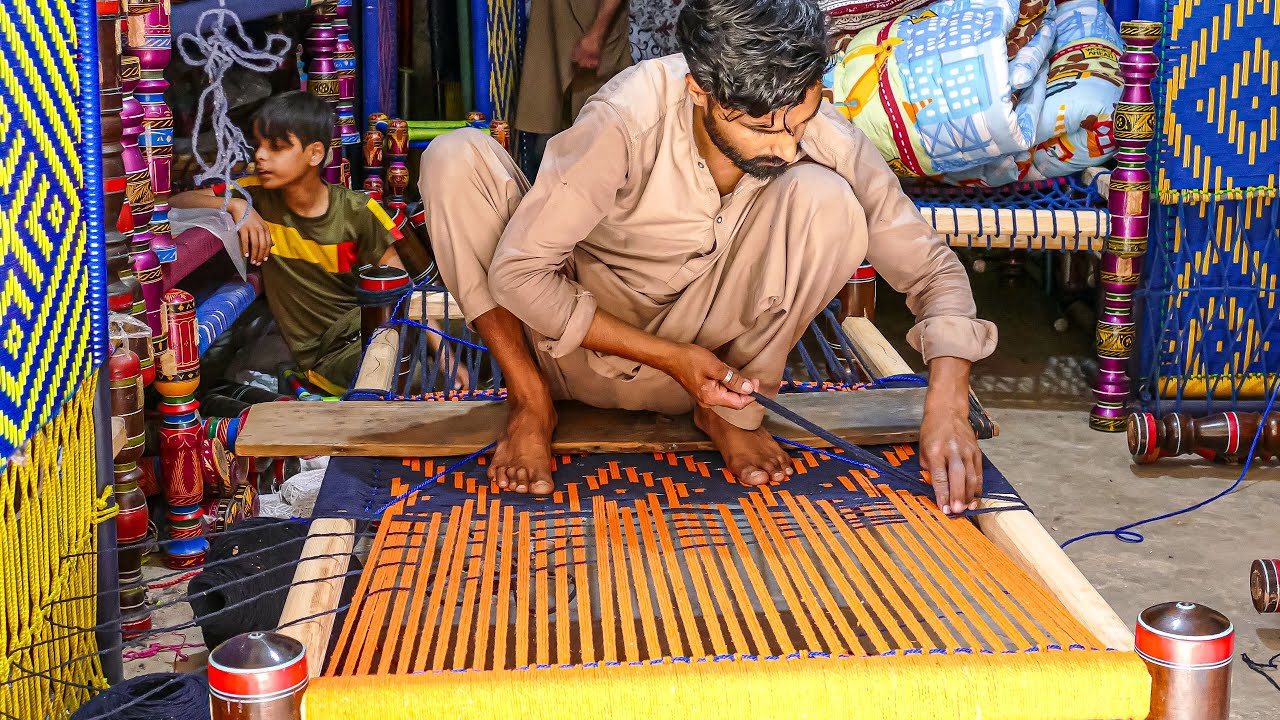 Traditional Cot Process: Young Guy Make Intricate Bed Woven Design | Stunning Cot Weaving Technique