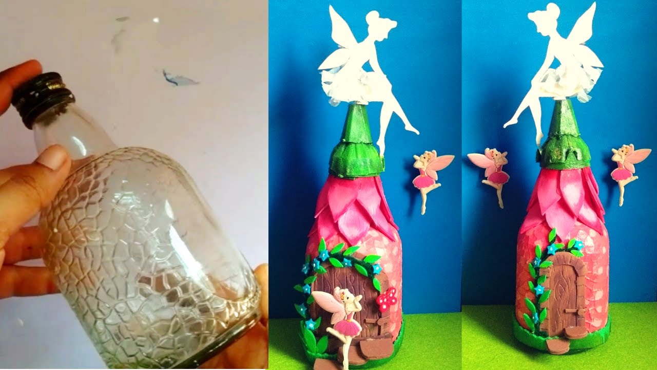 Fairy House Bottle Art| DIY Cute Fairy House on Old Monk Bottle |Home Decor Ideas