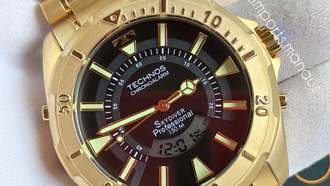 RELÓGIO TECHNOS MASCULINO SKYDIVER DOURADO - WT205FL/4P