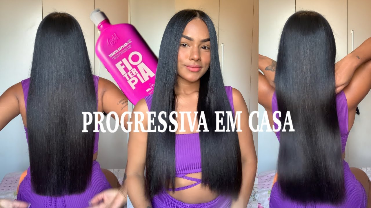 Progressiva fioterapia EVEK passo a passo em casa sozinha (fiquei alisada real)😍😱