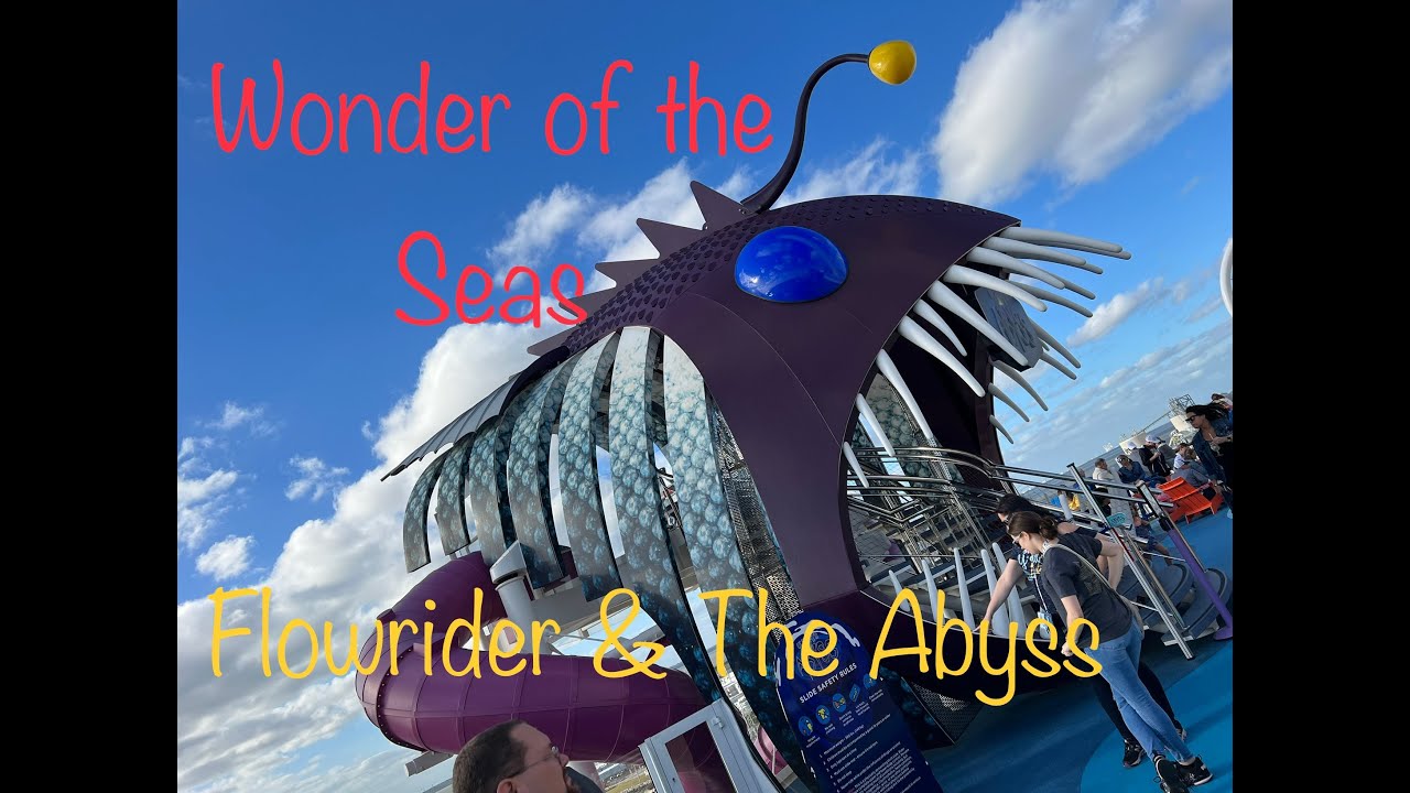 Royal Caribbean Wonder of the Seas Flow Rider & The Abyss Slide walk around on Embarkation Day