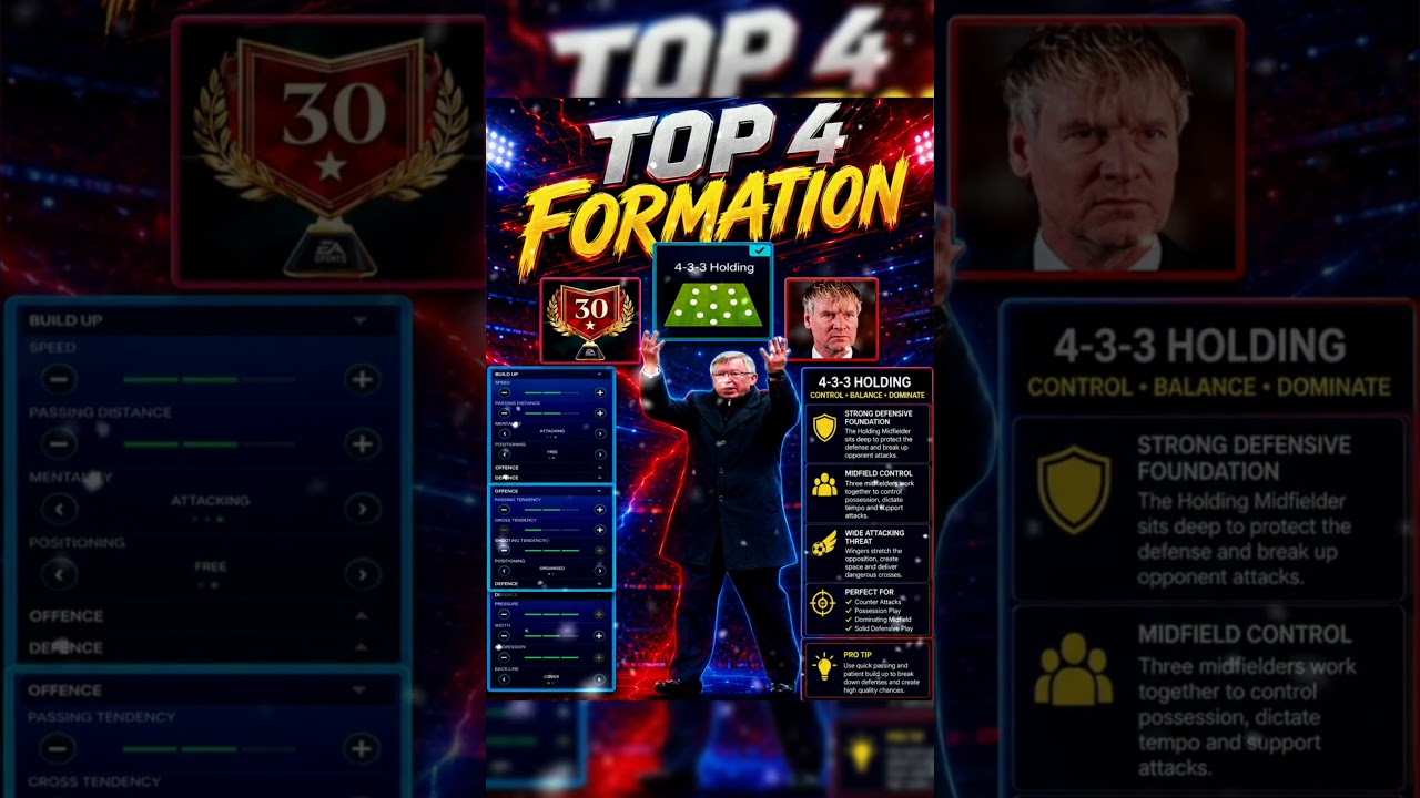 TOP 4 Formation in Fcmobile 26 Manager Mode | 4-3-3 Holding #fcmobile #managermode #shorts