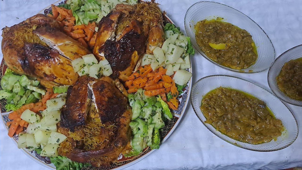 دجاج محمر ومعمر طيبيه ديركت فالفران بواحد شرمولة غزالة مع الخضر فالفران 👌