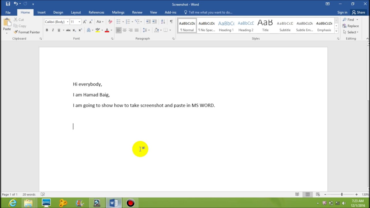 How to Take Screenshot and Paste it in MS Word