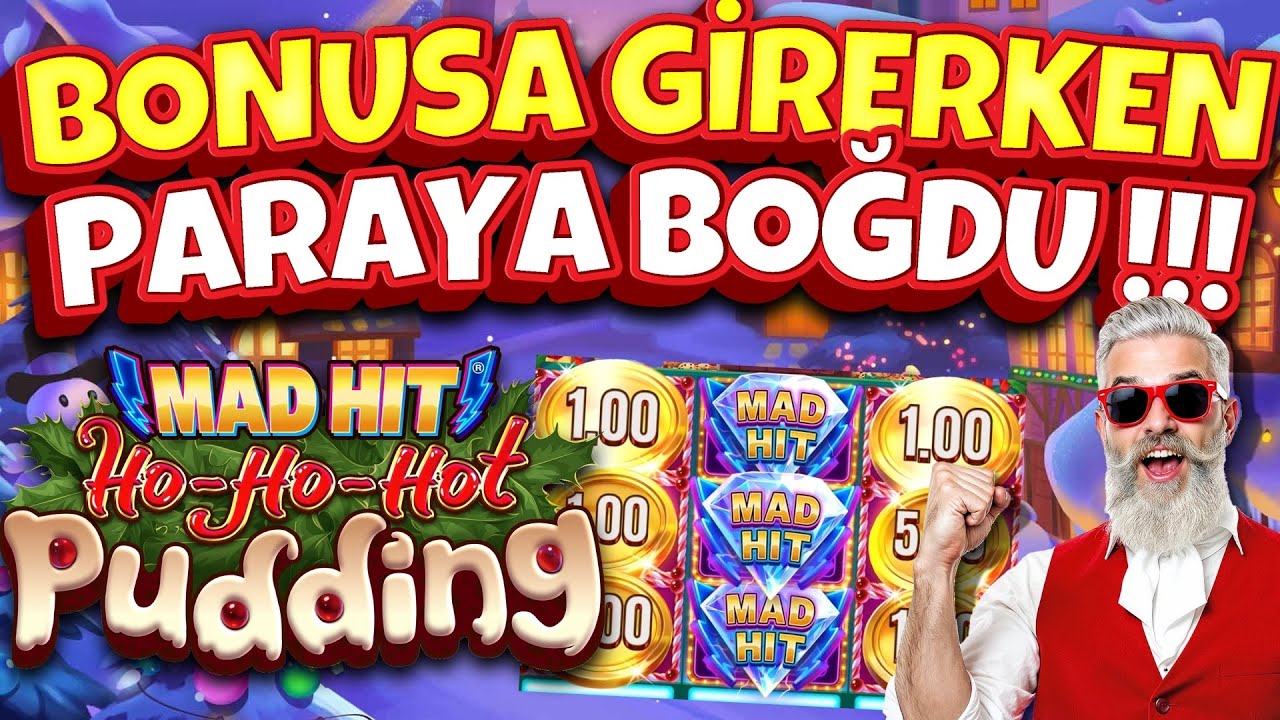 SLOT OYUNLAR 🪙 Mad Hit Ho Ho Hot Pudding 🪙 BONUSA GİRERKEN PARAYA BOĞDU !!! #slotlevo #slots