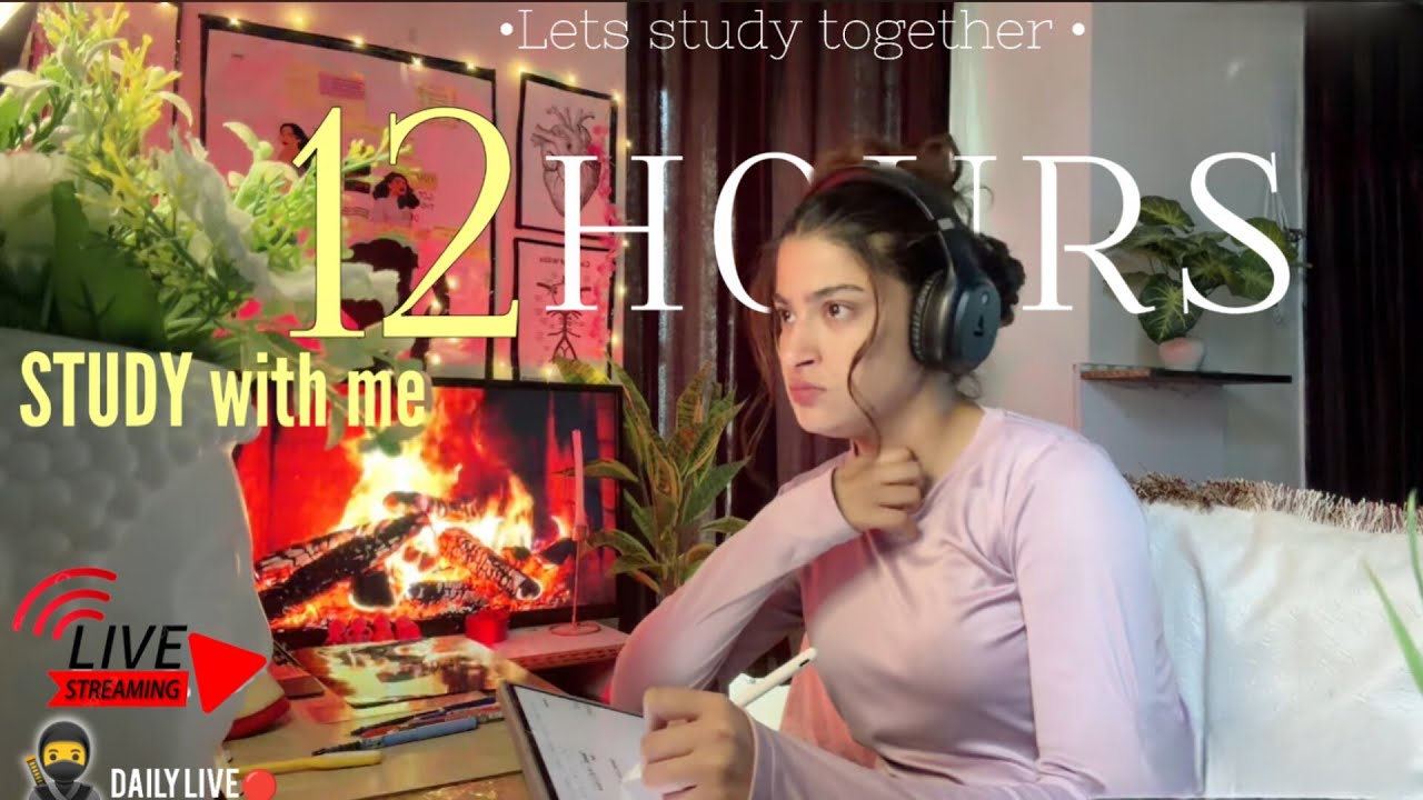 ⭕ LIVE 12 Hour 📚 Study With Me | Deep Focus Session | Medical Student | Fireplace Ambience 🔥