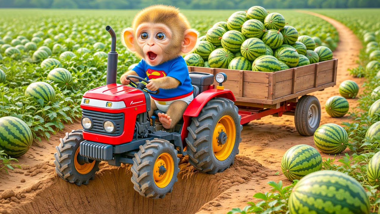 Monkey NaNa’s Watermelon Harvest Goes Wrong 😱🍉 | Shocking Farm Disaster! 🚜💥