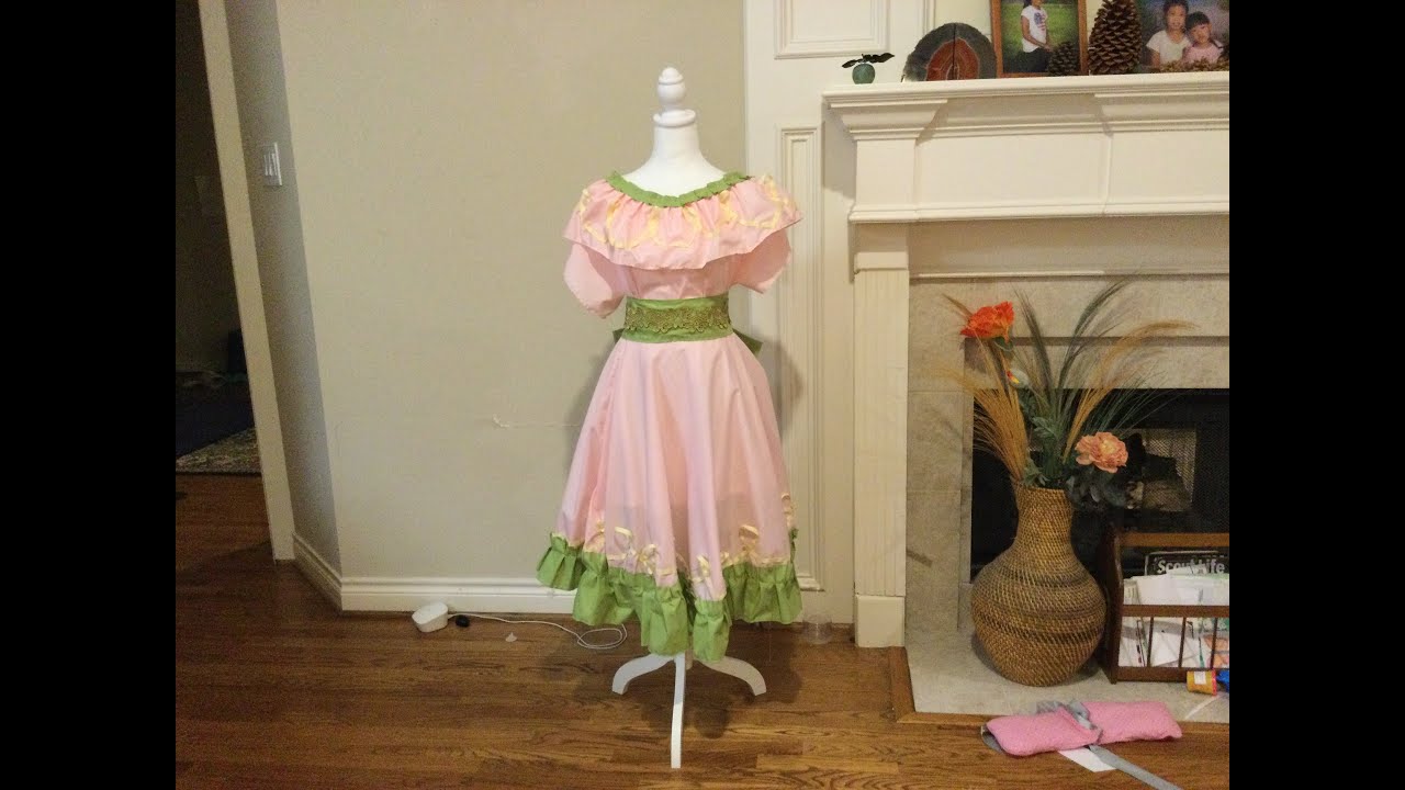 I made a 1950 green and pink ball gown.