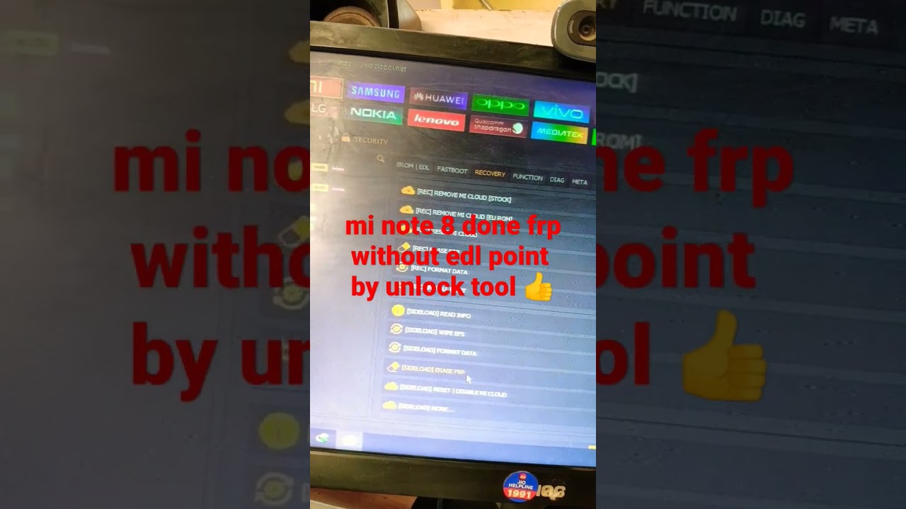 mi note 8 done frp without edl point by unlock tool 👍
