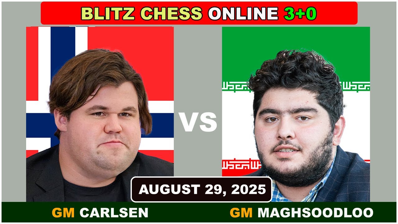 Magnus Carlsen vs Parham Maghsoodloo | Blitz Chess 3+0 | ChessCom | August 29, 2025