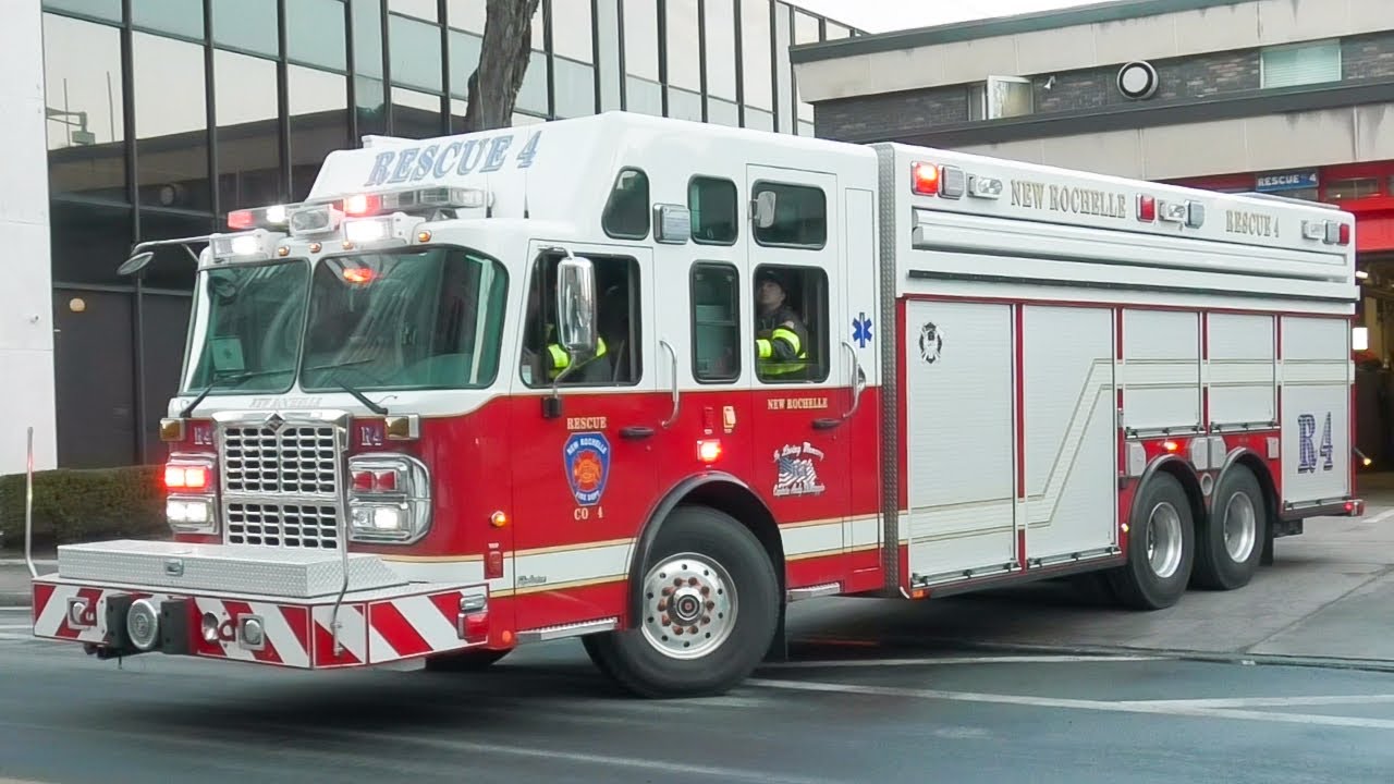 New Rochelle, NY Fire Department Rescue 4 Responding