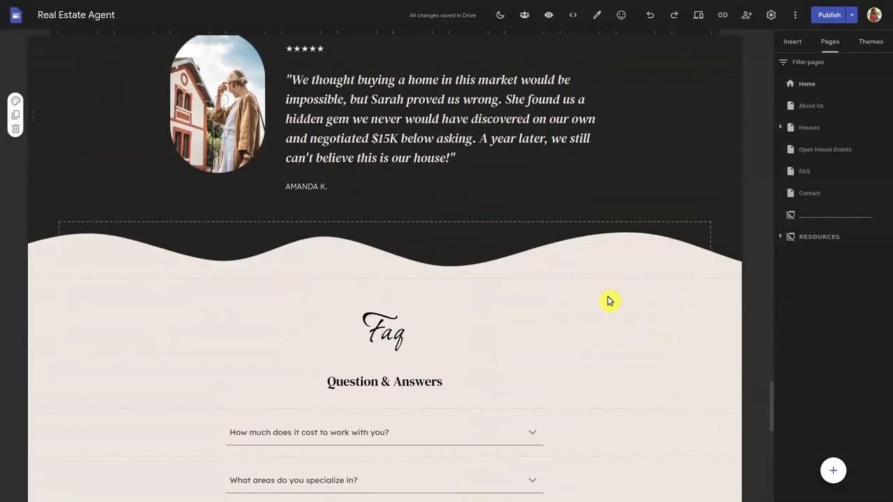 Real Estate Agent - Google Sites Template Made with SitesBuddy (Form PopUp, YouTube Frame, Marquee)