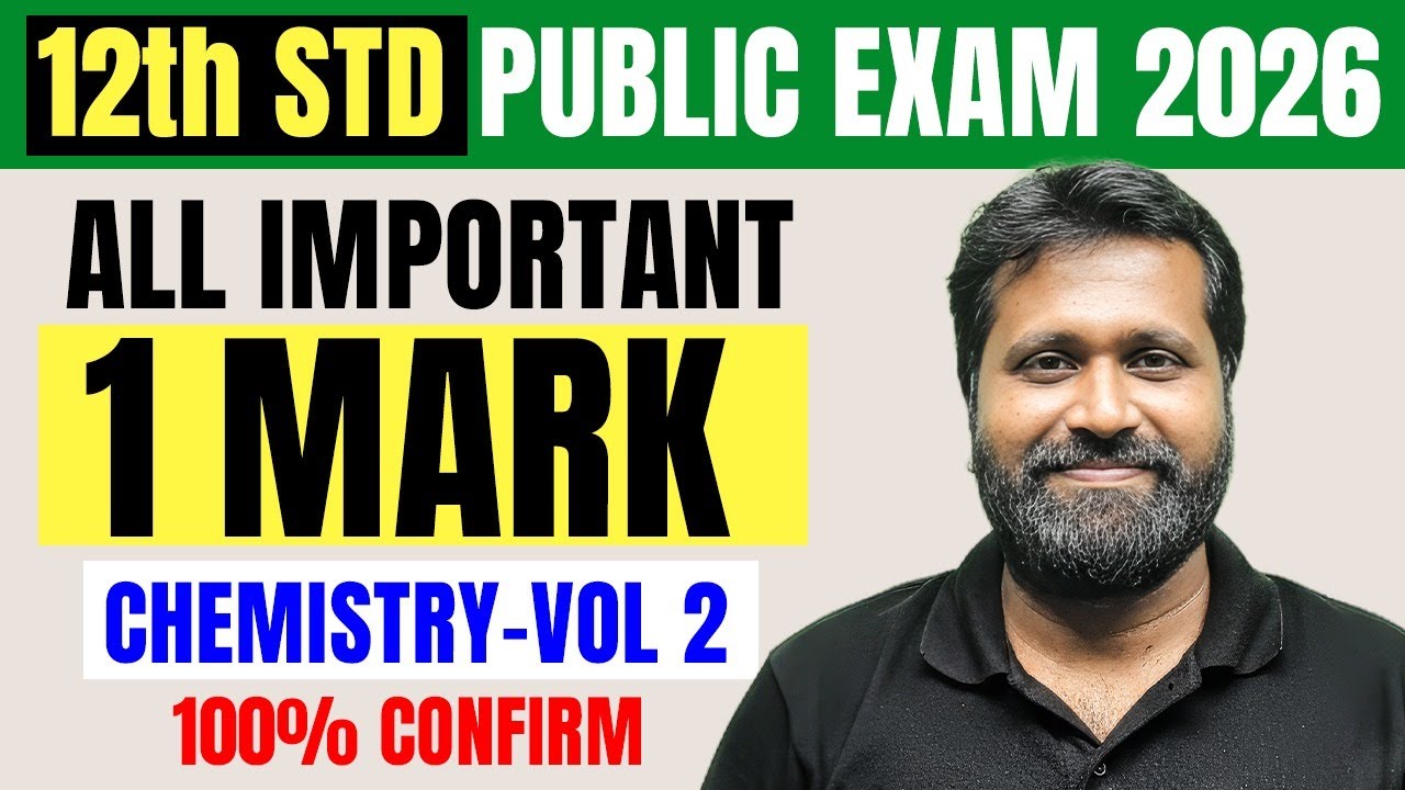 All Important 1 Mark Question And Answers  | 12th CHEMISTRY Vol 2 in Tamil | Public Exam 2025-26