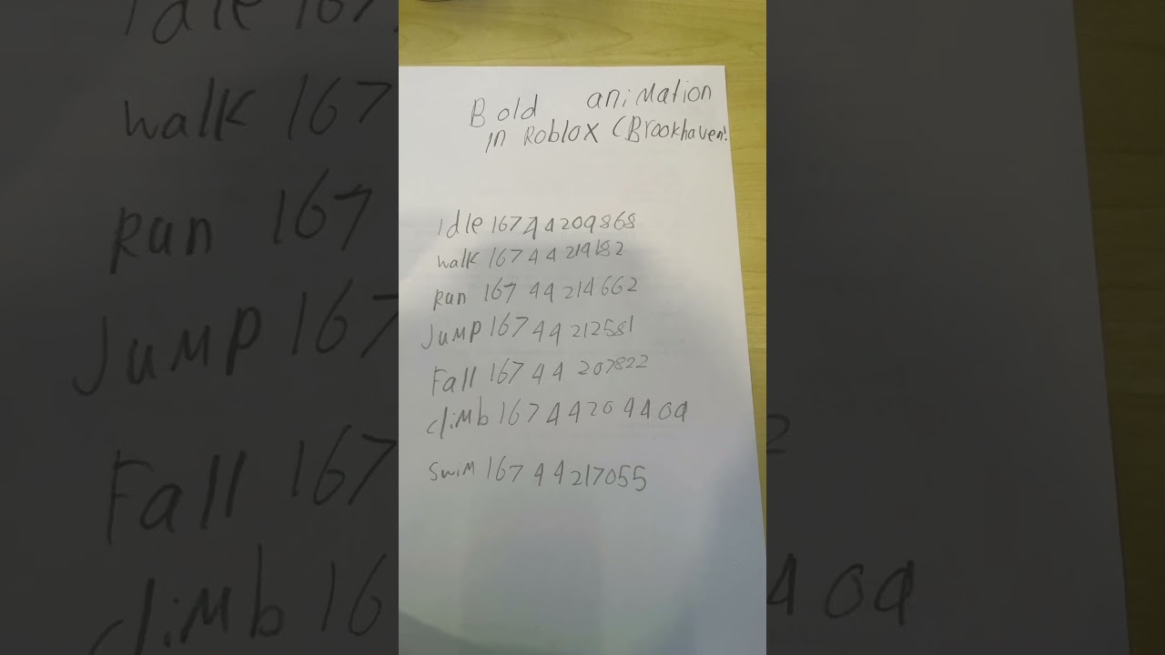 Here is the code for the bold animation in Brookhaven