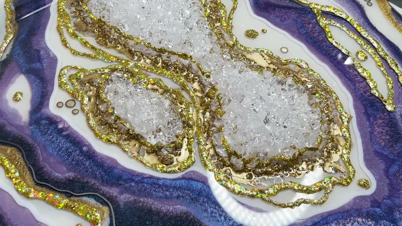 Purple Druzy Geode Resin Art Creation Process