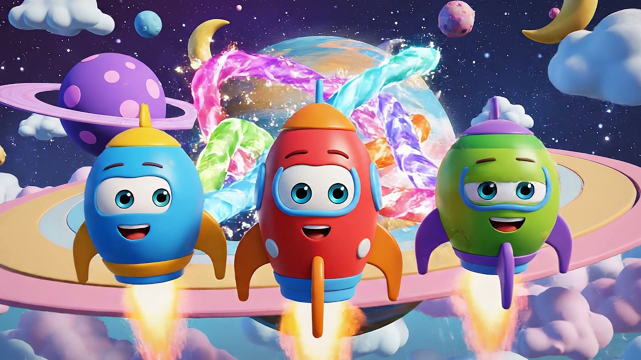 Tres Pequeños Cohetes de Juguete Whoosh Woosh | Canciones del Espacio y los Planetas