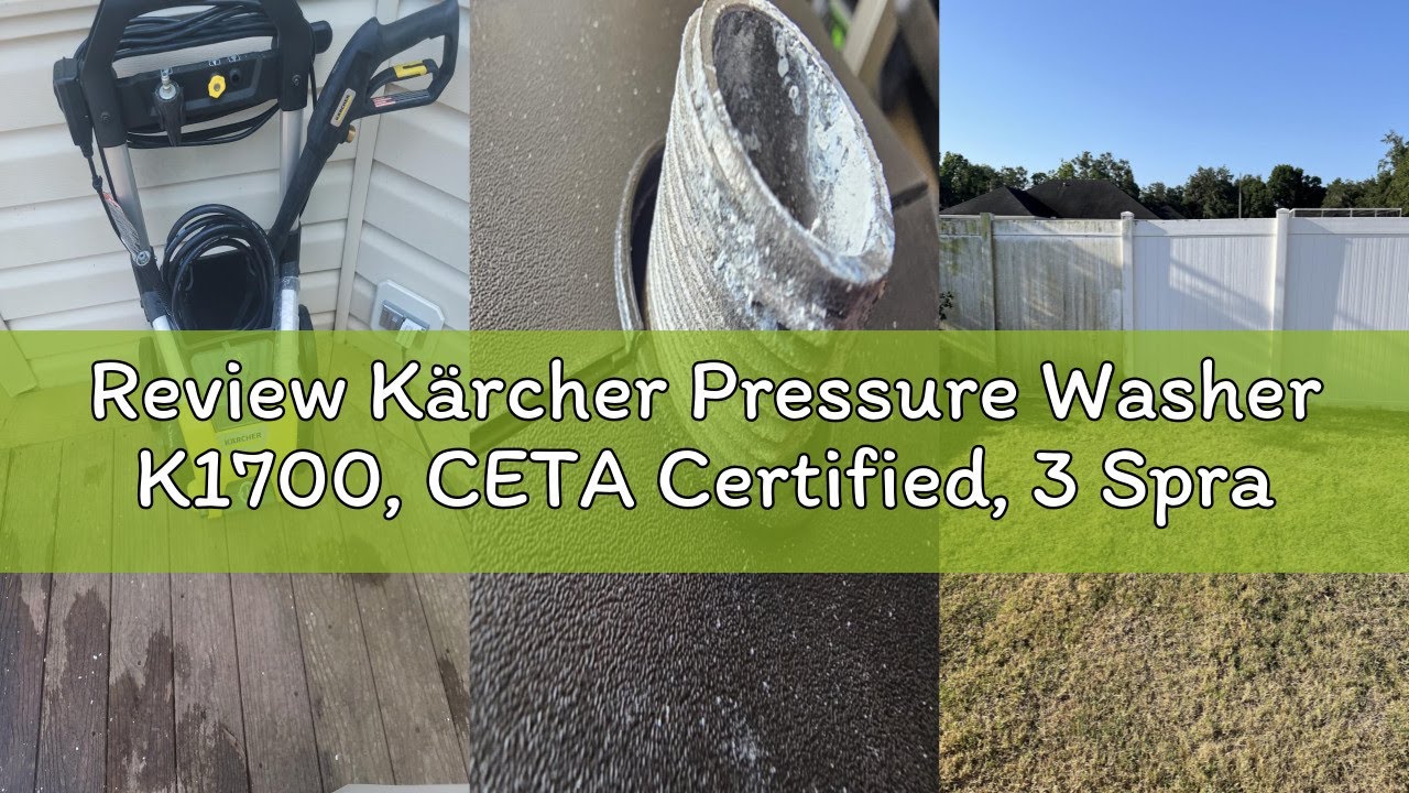 Review Kärcher Pressure Washer K1700, CETA Certified, 3 Spray Nozzles, Detergent Tank, for Cars, Dri