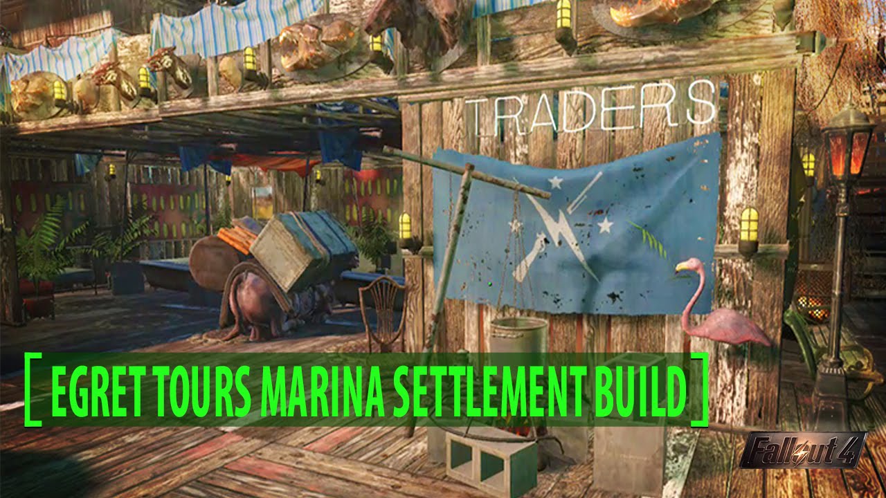 Fallout 4: Egret Tours Marina Settlement Build: No Mods