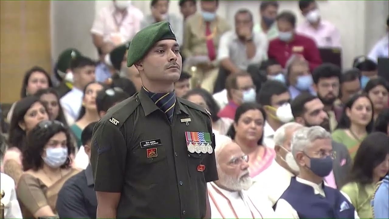President Kovind presents Shaurya Chakra to Sepoy Neeraj Ahlawat