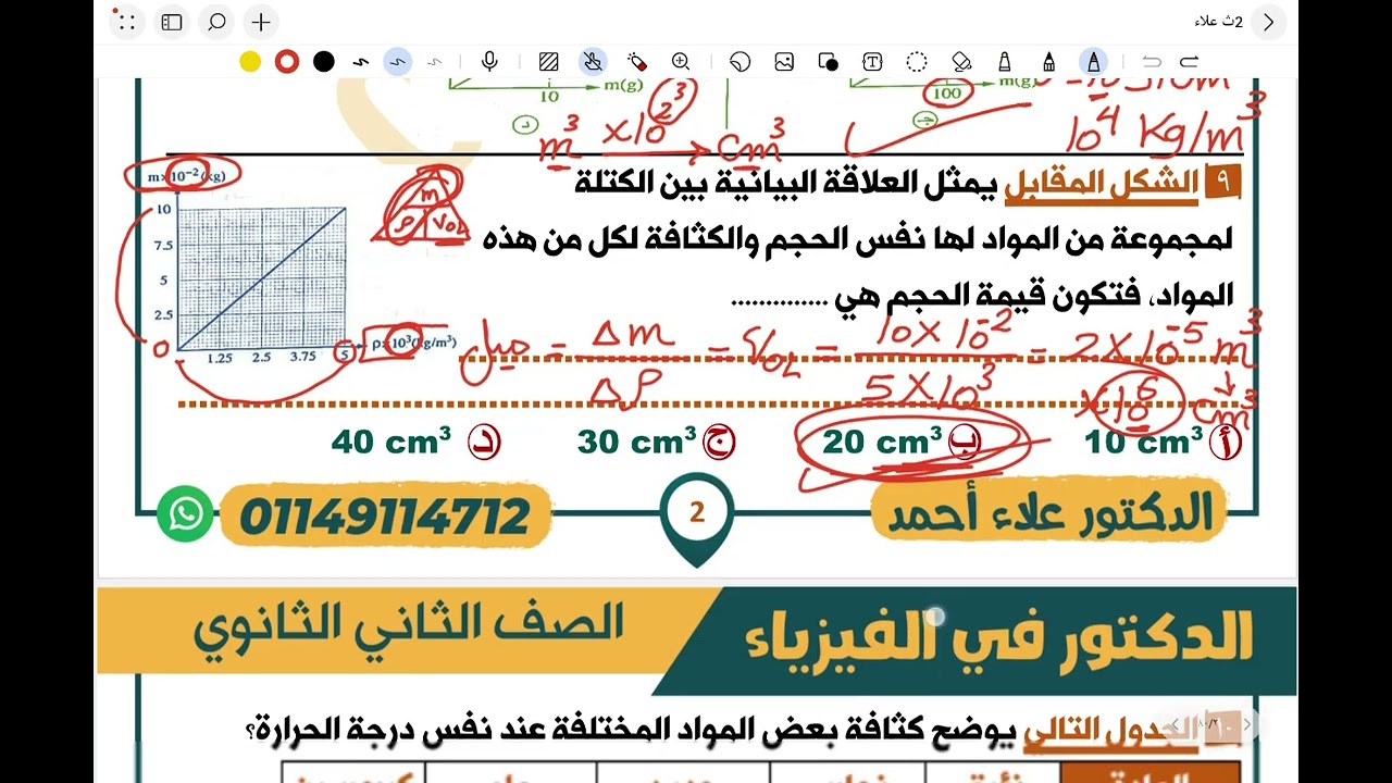 حل اسئلة درس الكثافة ( الصف الثاني الثانوي ) 