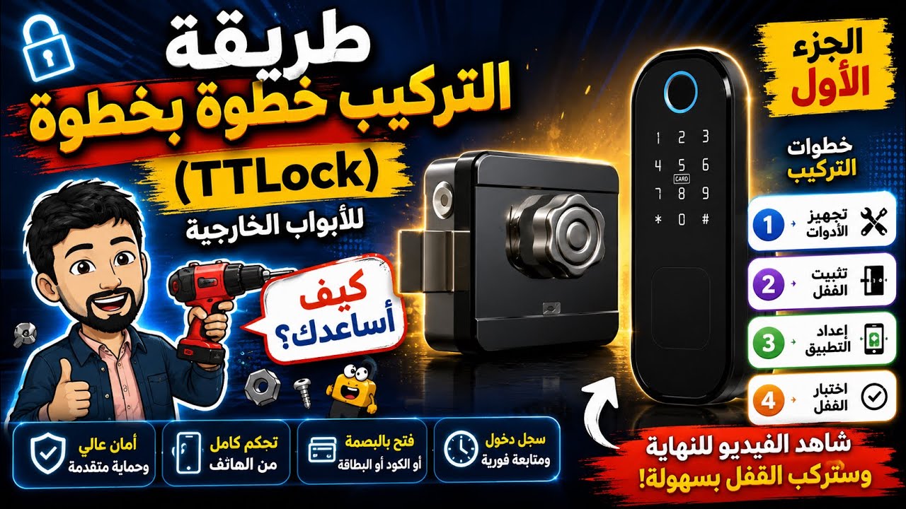 طريقة التركيب خطوة بخطوة للقفل الذكي للأبواب الخارجية (TTLOCK)
