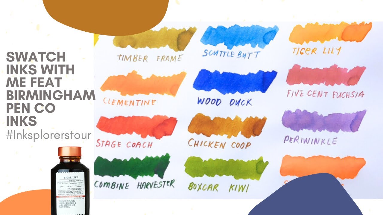 Birmingham Pen Co Inks | Ink Swatching Time | #INKSPLORERSTOUR | No Talking | Ink & Music Therapy