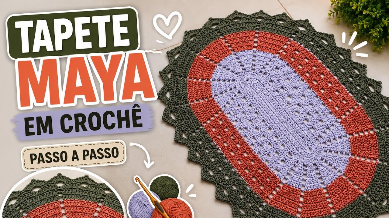 TAPETE MAYA COM BICO FÁCIL EM CROCHÊ 