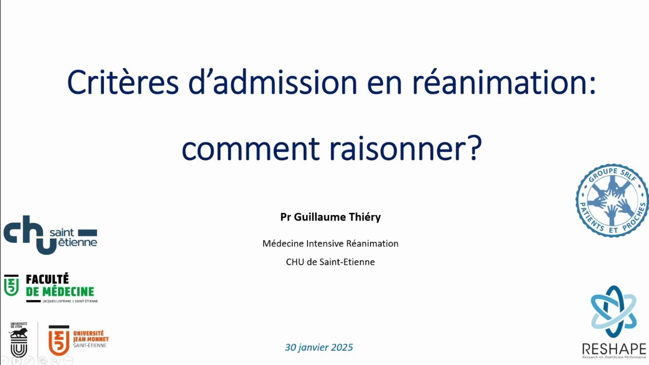Critères d'admission en réanimation