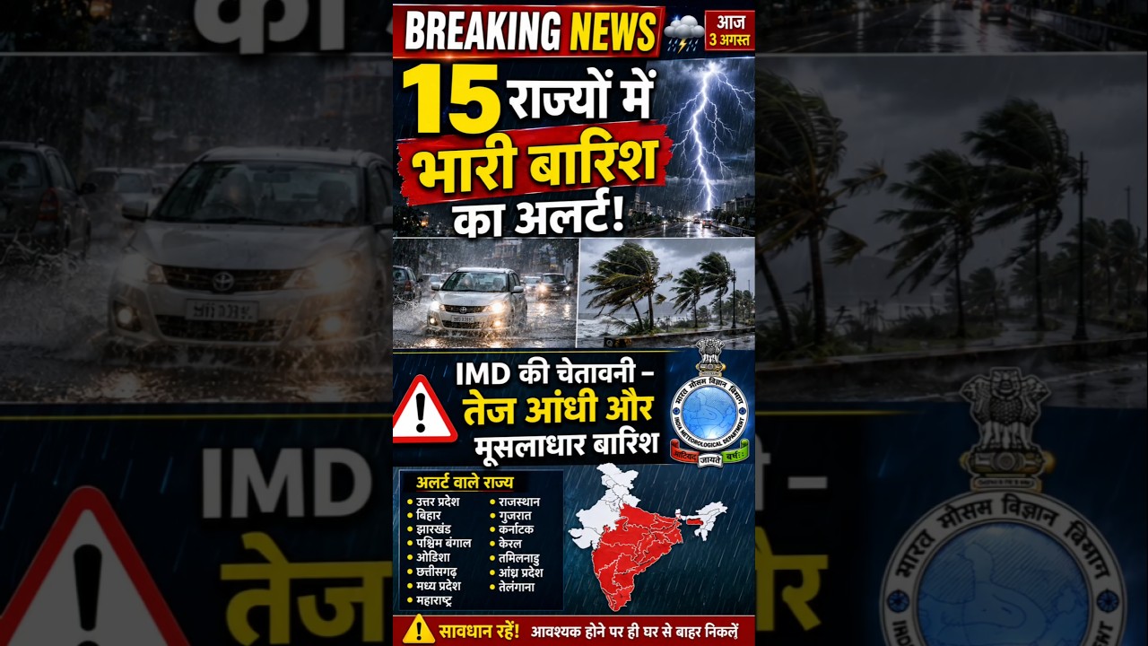 देशभर में मानसून का कहर! आज 15 राज्यों में भारी बारिश का रेड-ऑरेंज अलर्ट | IMD Weather Update today