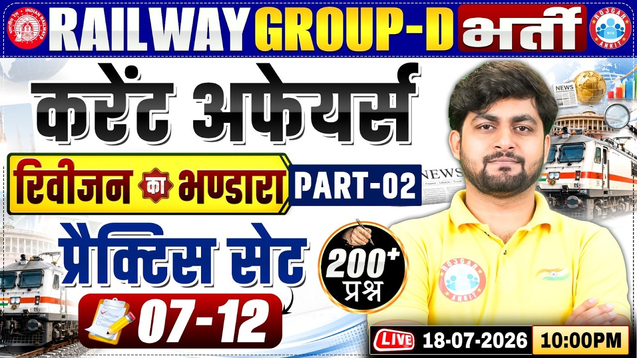 RRB Group D Current Affairs2026 | RRB Group D Current Affairs Revision | Group D Top 200 Questions