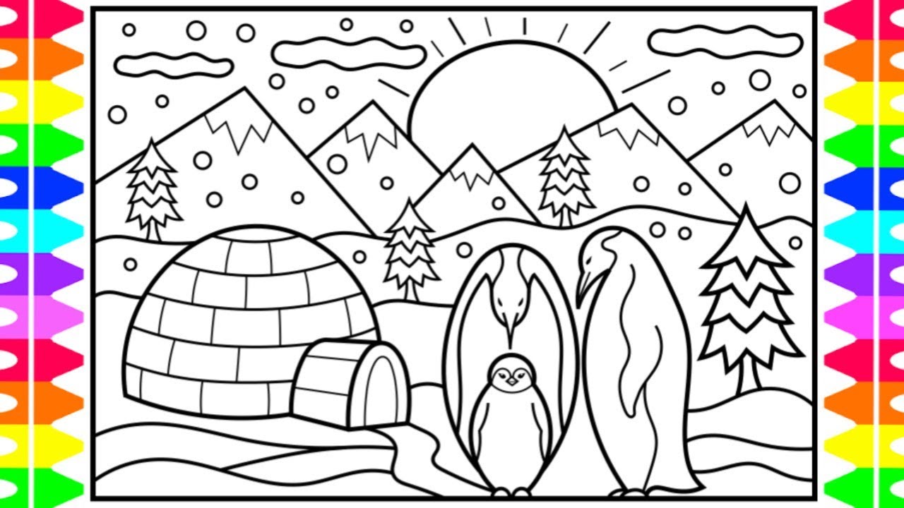 How to Draw Cute Penguins 🖤💙🧡🐧❄️Penguin Drawing and Coloring Page