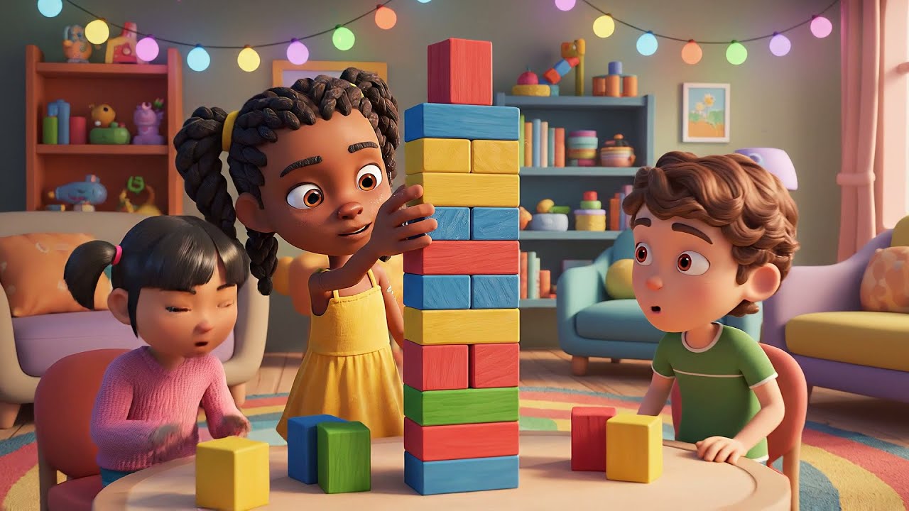 Dez Pequenos Blocos de Brinquedo Empilhados | Rimas e Canções Infantis
