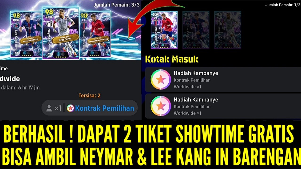 W0W BERHASIL! DAPAT 2 K0NTRAK PEMILIHAN SH0WTIME GRATIS ! BISA AMBIL NEYMAR & LEE KANG IN BARENGAN !