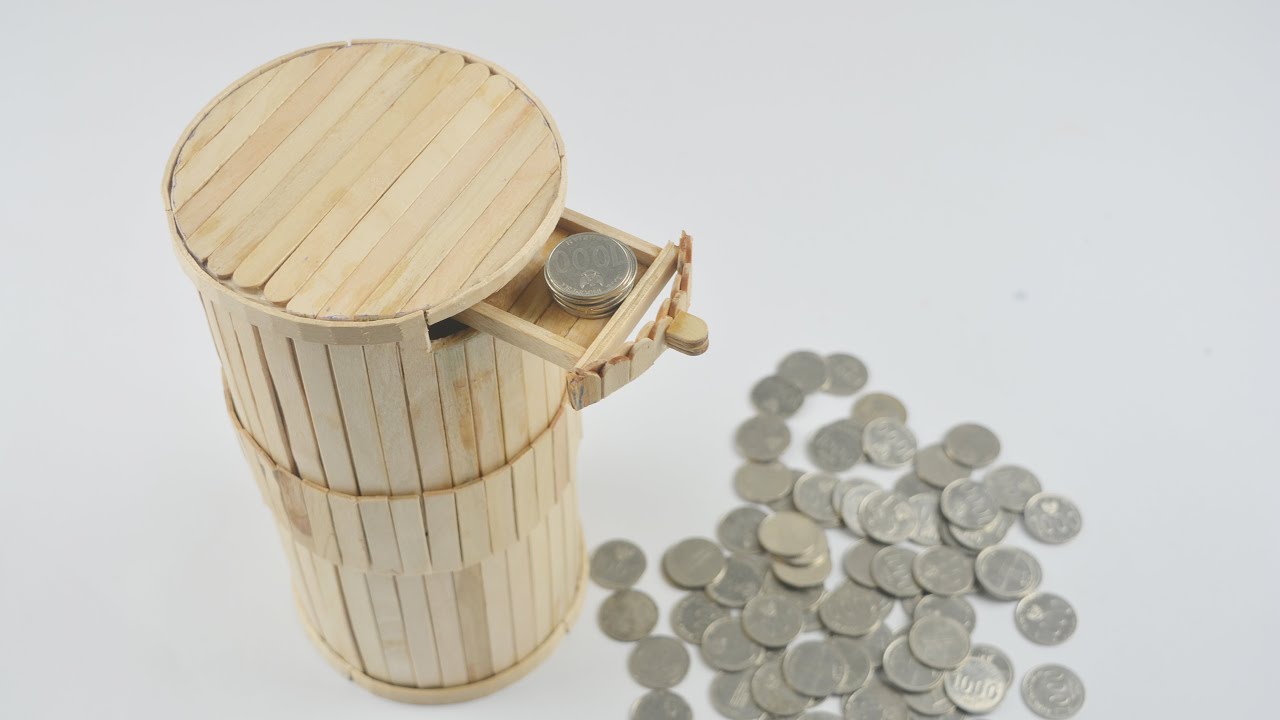 HOW TO MAKE SAVINGS COINS BANK FROM ICE CREAM STICKS