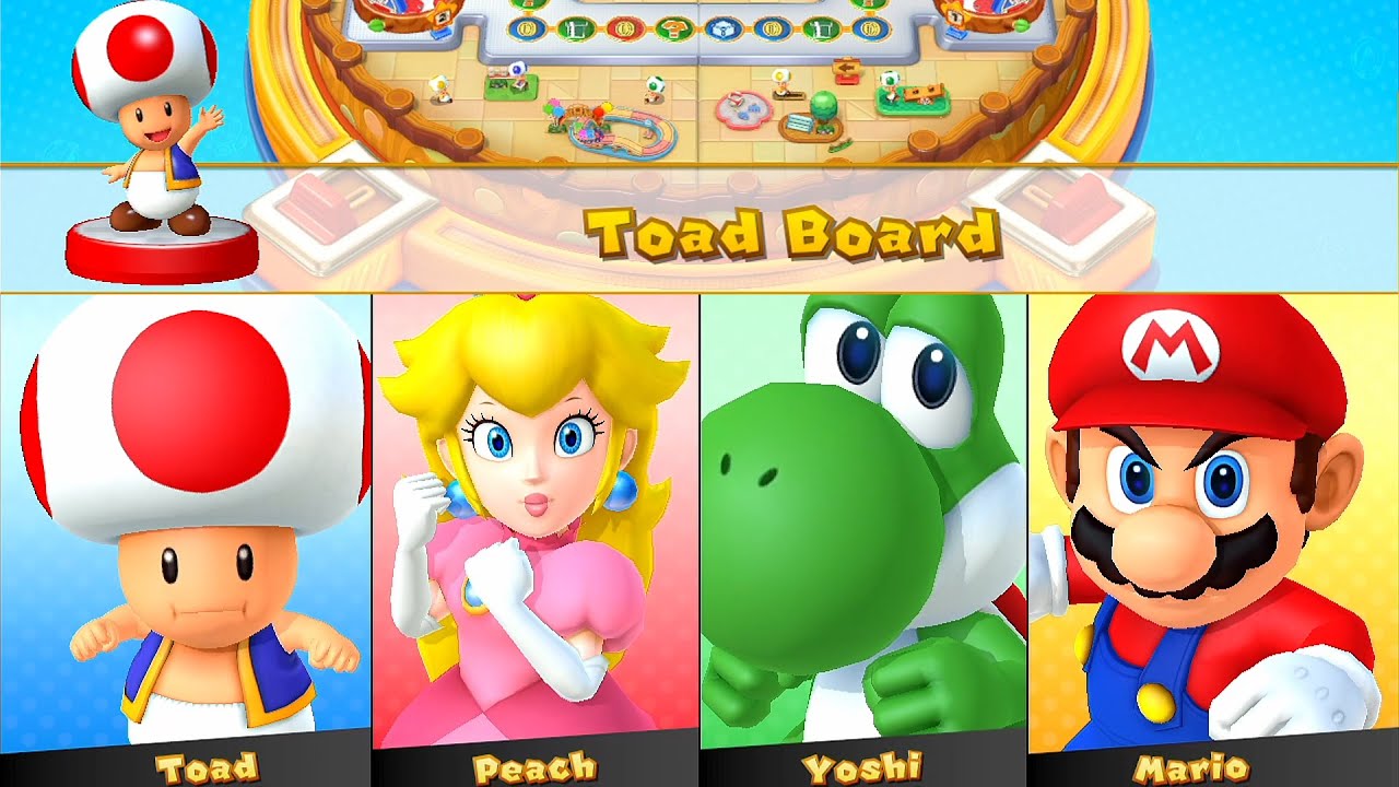 Mario Party 10 - Amiibo Party - Toad Board - Toad vs Peach vs Yoshi vs Mario | Master Difficulty