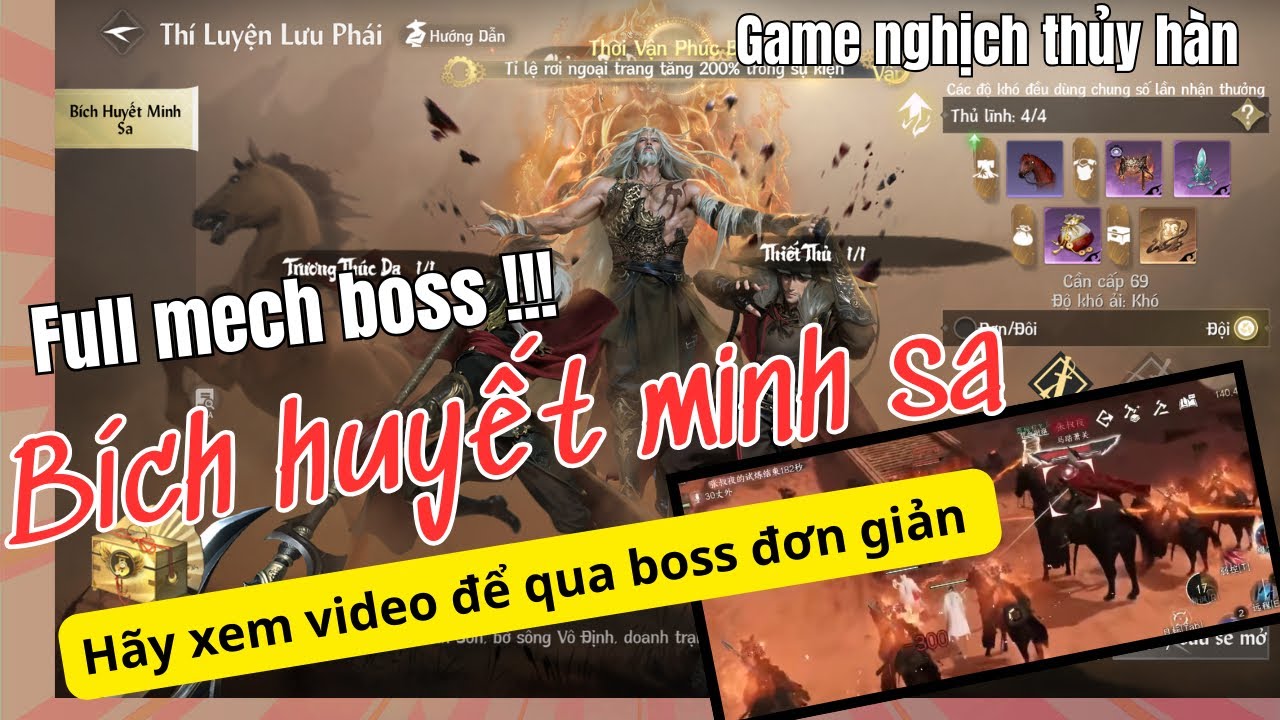 Full cơ chế 4 boss BÍCH HUYẾT MINH SA game nghịch thủy hàn | xem xong video là có thể qua dễ dàng !