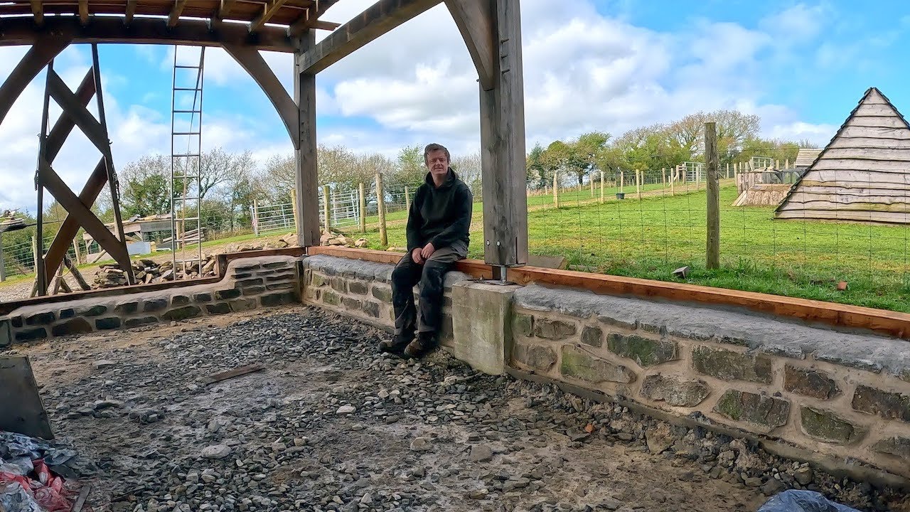 Timber Framed Barn Part 24  Stone walls Complete