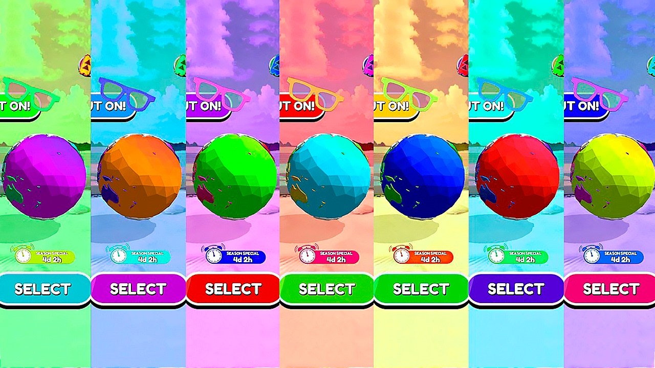 The Globe Ball of 7 Different Color Levels in Going Balls! Race 1289