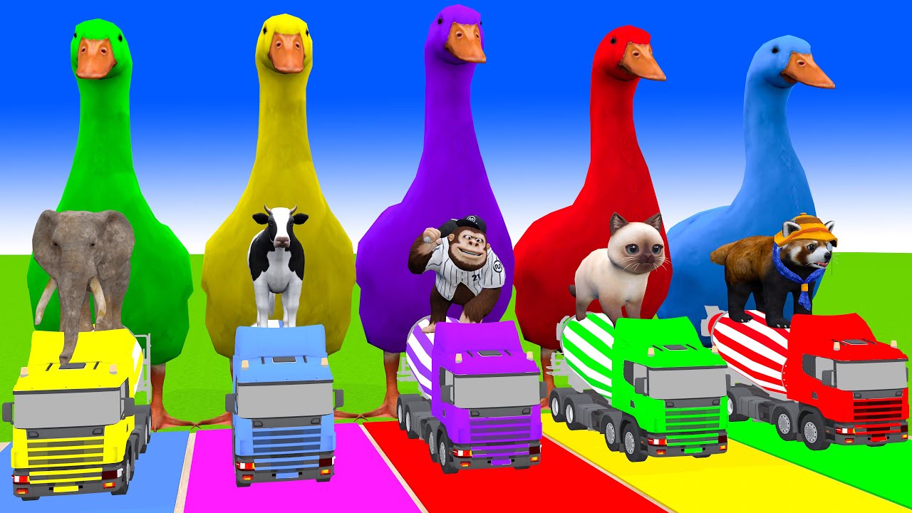 Long Slide Game With Cow Elephant Gorilla Hippopotamus Tiger 3d Animal Game Funny 3d Animals
