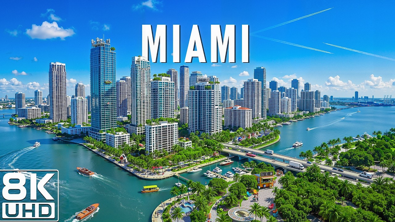 Miami 8K ULTRA HD 🌴 America's Tropical Paradise | Relaxing Music & Stunning Nature