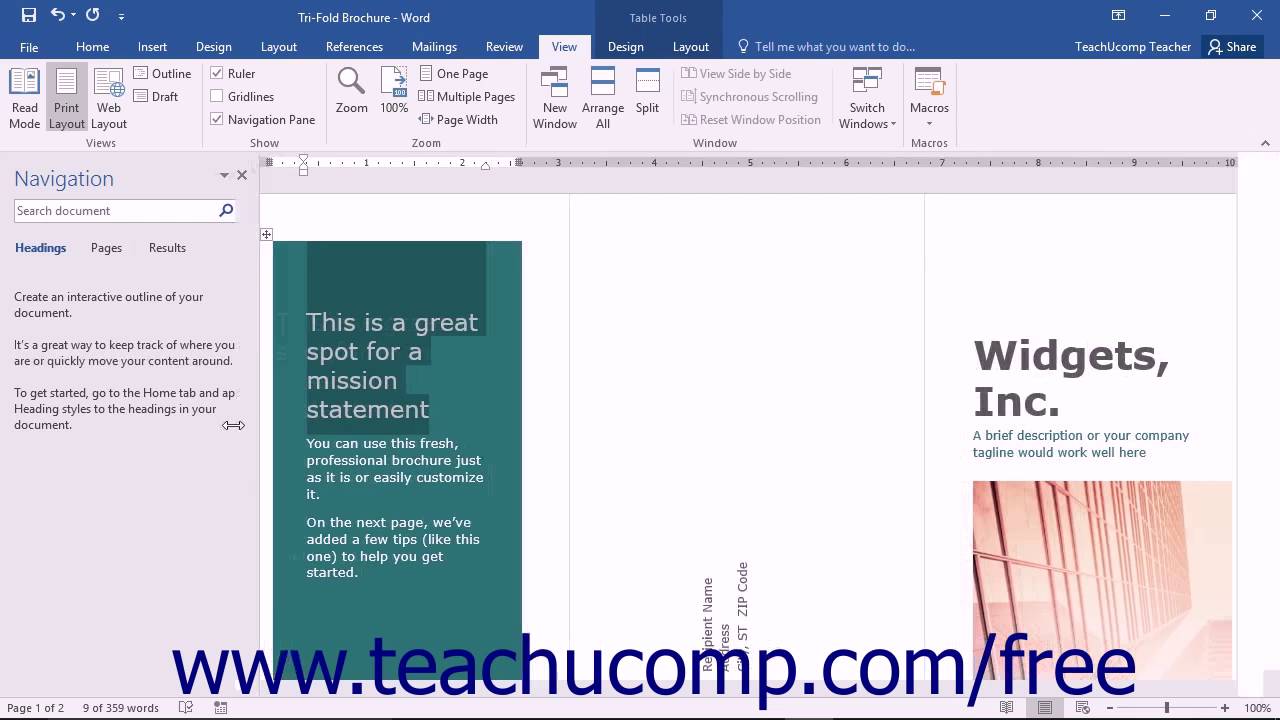 Word 2016 Tutorial Showing and Hiding the Navigation Pane Microsoft Training