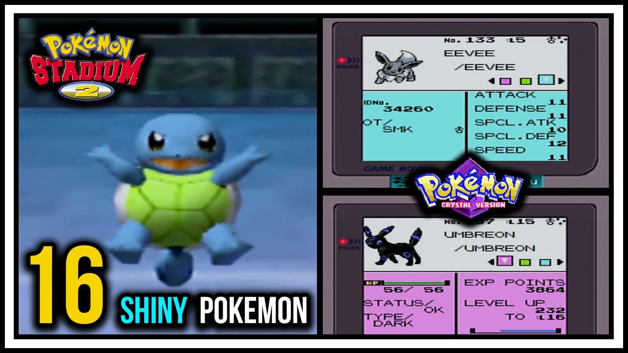 16 Shiny Pokemon Reactions in Pokemon Crystal + Pokemon Stadium 2 | Shiny Pokemon Compilation