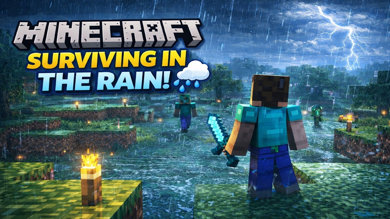 Minecraft Survival in Heavy Rain 🌧️ | Full Gameplay #minecraft #youtubeindia