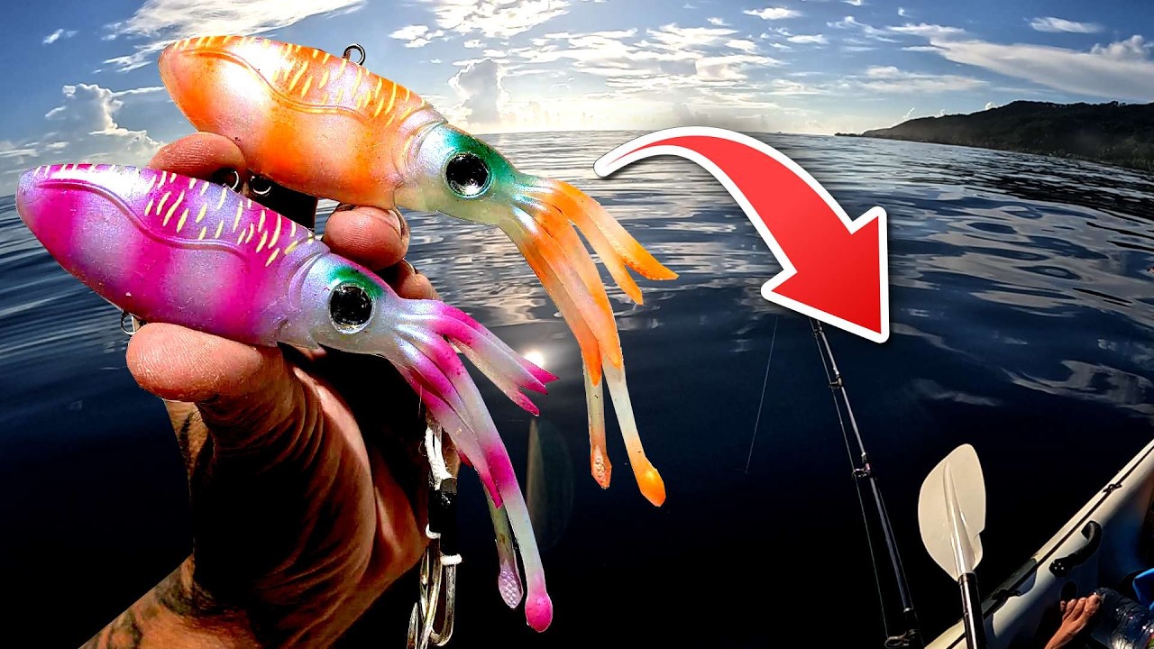 On PÊCHE avec des SQUIDTREX à TAHITI !! Pêche en kayak en Polynésie !!