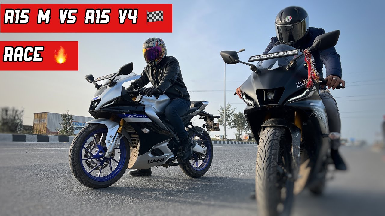 Yamaha R15 M Vs Yamaha R15 v4 Drag Race 🔥 ~ Same Engine Same Power फिर भी Winner 😑