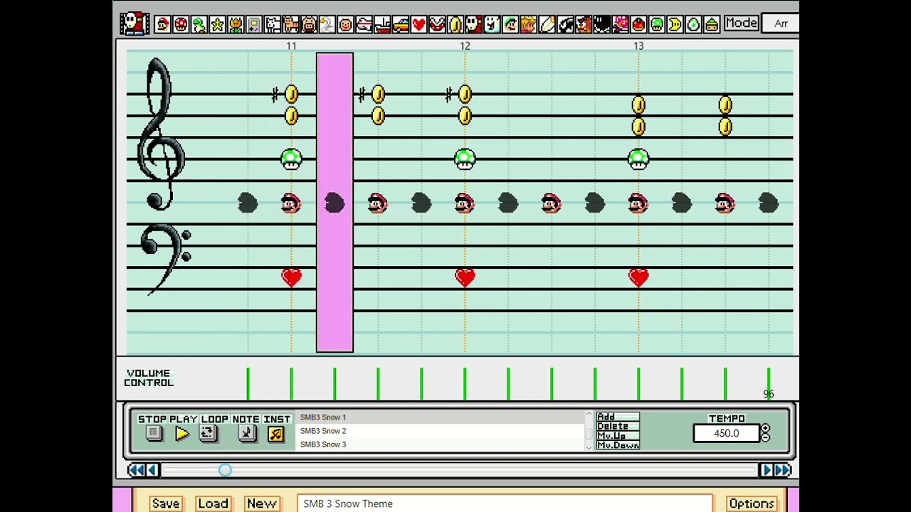 Giant Mario Paint Composer - Super Mario Maker 2 - Super Mario Bros. 3 Snow Theme