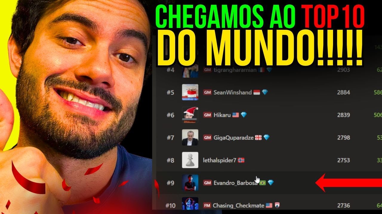 Chegamos ao TOP10 DO MUNDOO em partidas rápidas do chess.com!!!!!!
