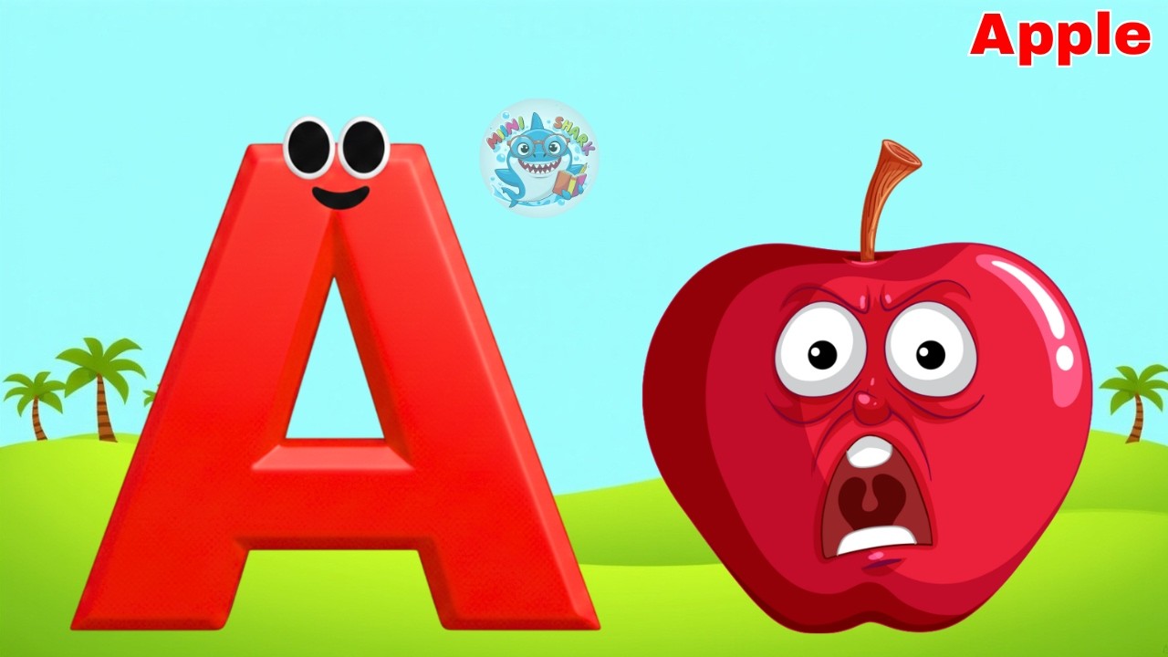 A A Apple 🍏 | B is for Ball ⚽ | A to Z ABC Song for Babies | Mini Shark 🦈